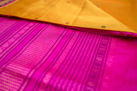Radiant Mustard Gold & Rani Pink Silk Cotton Saree