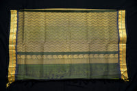 NOT - Electric Lime Silk Cotton Saree with Geometric Zari