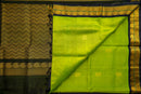 NOT - Electric Lime Silk Cotton Saree with Geometric Zari