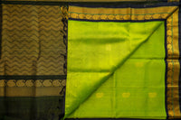 NOT - Electric Lime Silk Cotton Saree with Geometric Zari