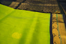 NOT - Electric Lime Silk Cotton Saree with Geometric Zari