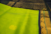 NOT - Electric Lime Silk Cotton Saree with Geometric Zari