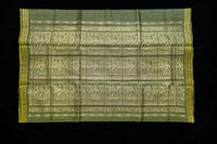 Olive Sage Tussar Silk Saree with Mythical Narrative Pallu