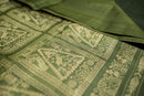 Olive Sage Tussar Silk Saree with Mythical Narrative Pallu