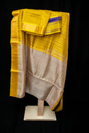 Lemon Yellow & Ivory Silk Cotton Saree