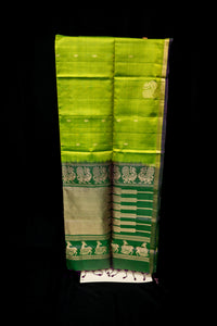 Imperial Parrot Green Soft Silk Saree
