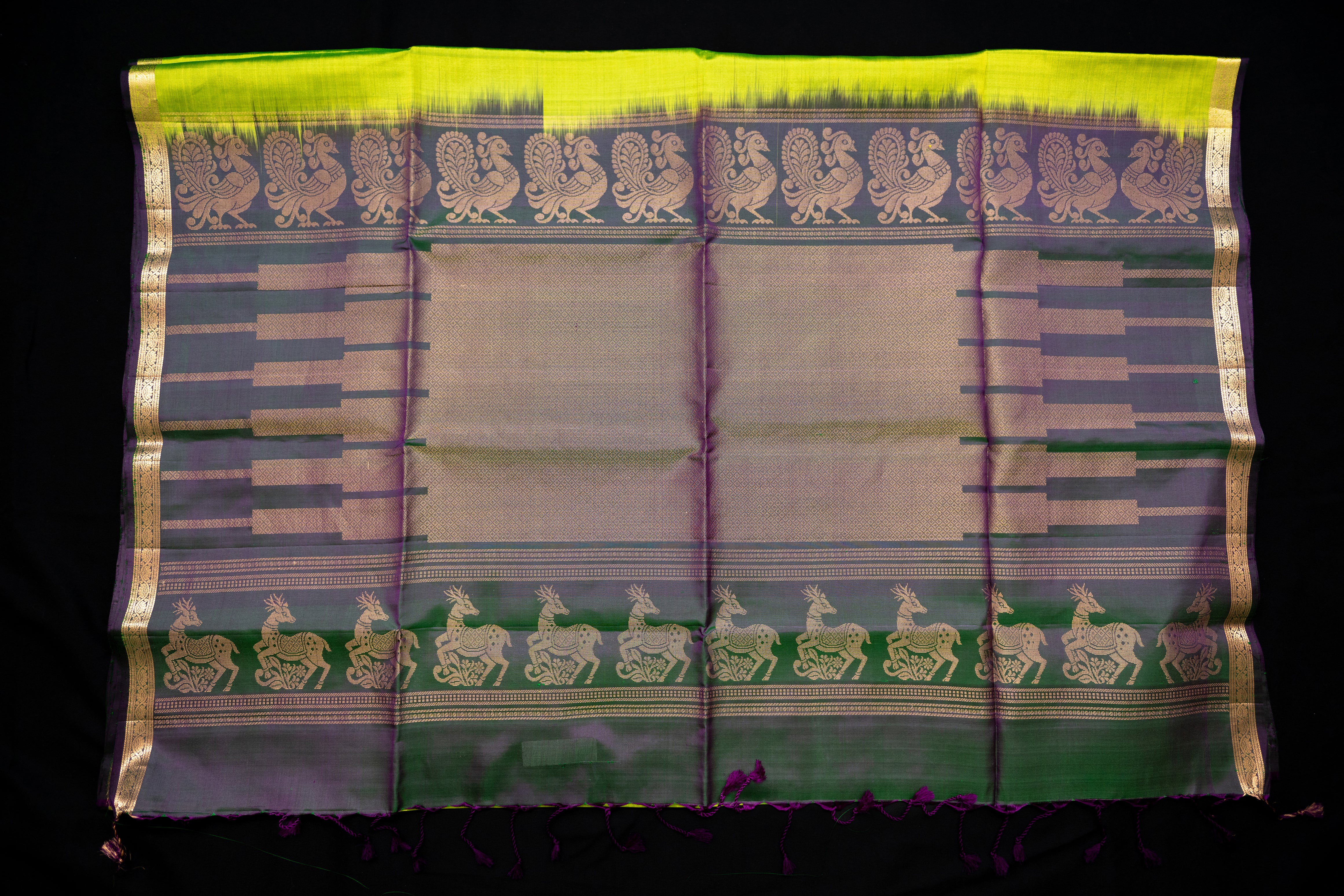 Imperial Parrot Green Soft Silk Saree