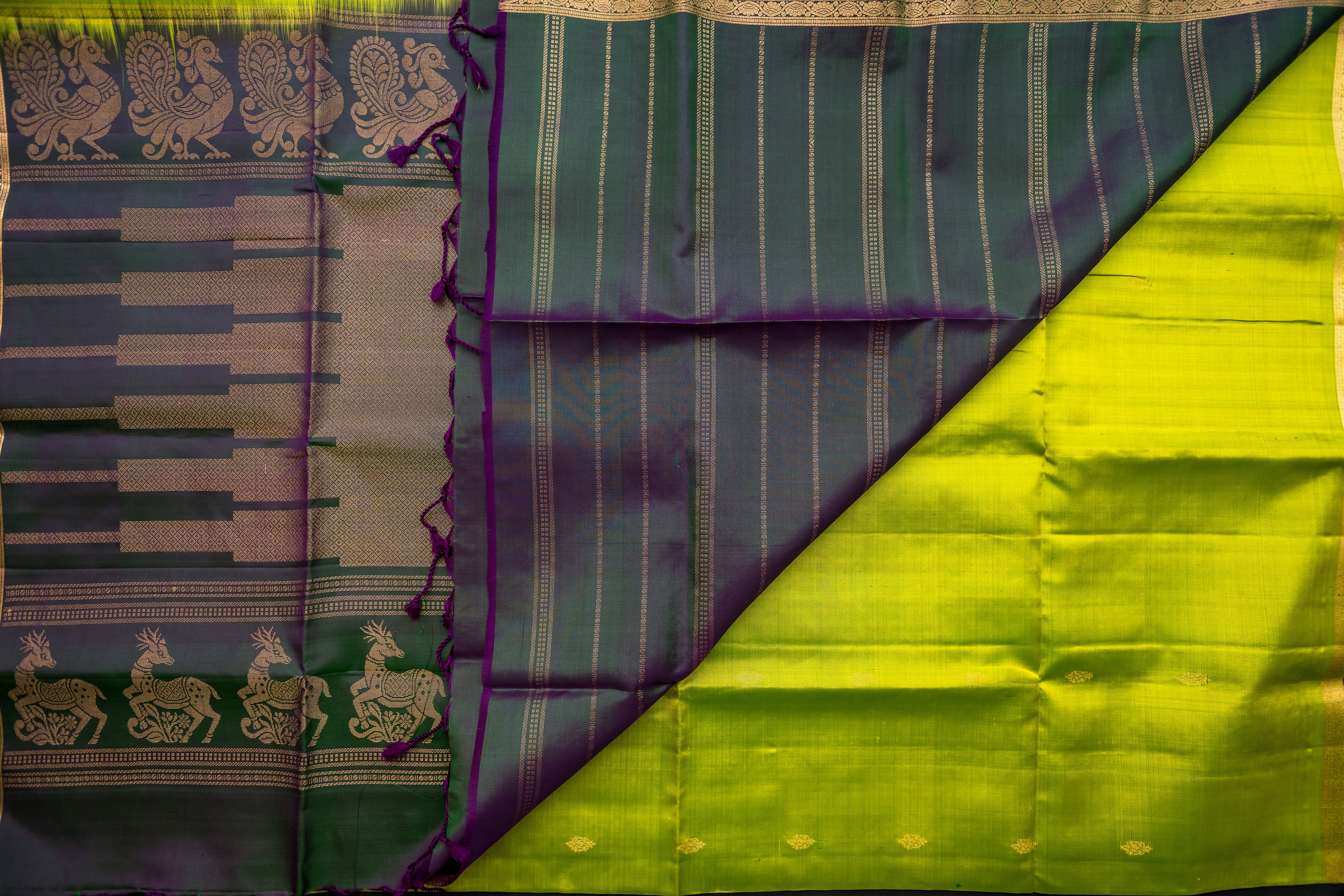 Imperial Parrot Green Soft Silk Saree