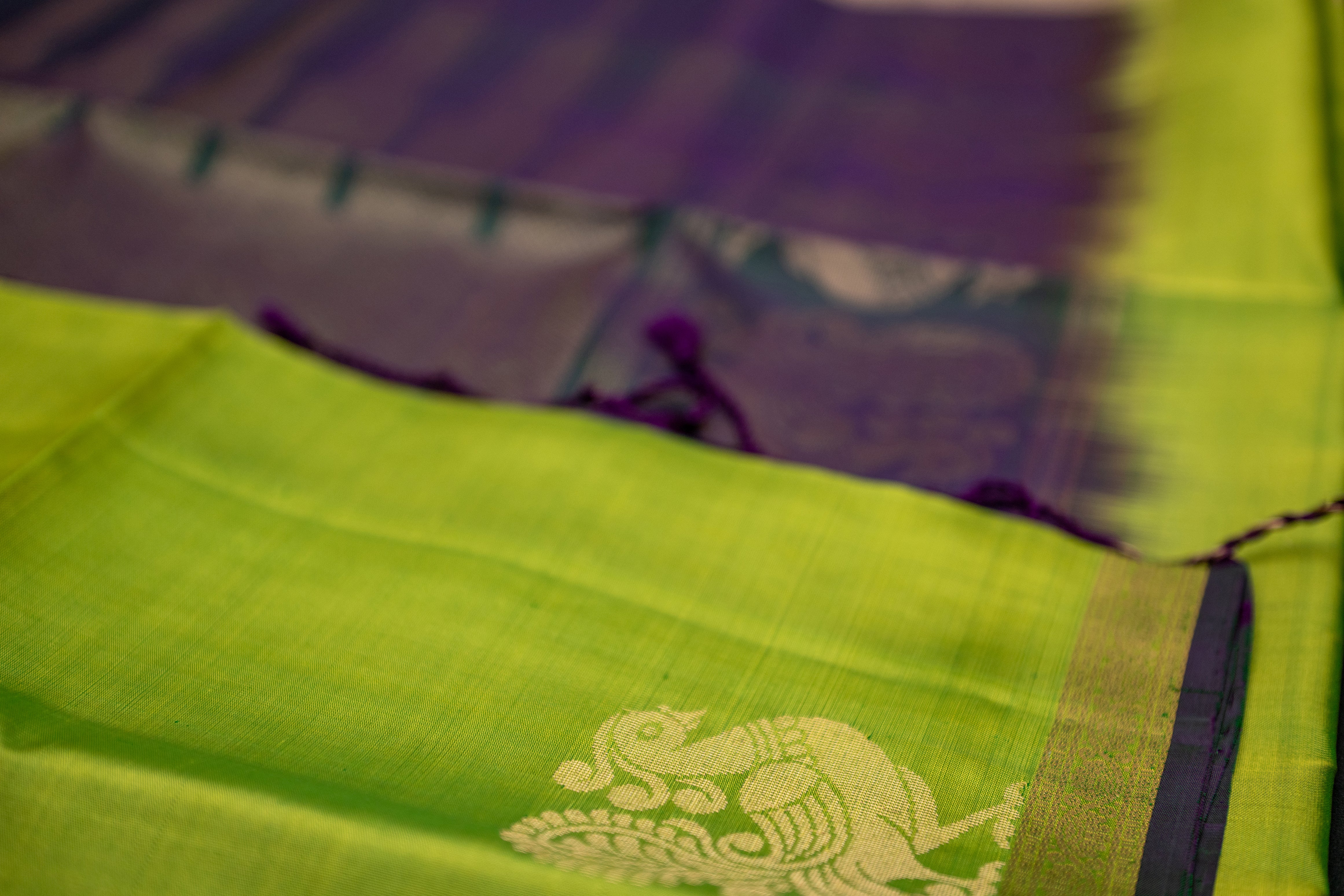 Imperial Parrot Green Soft Silk Saree