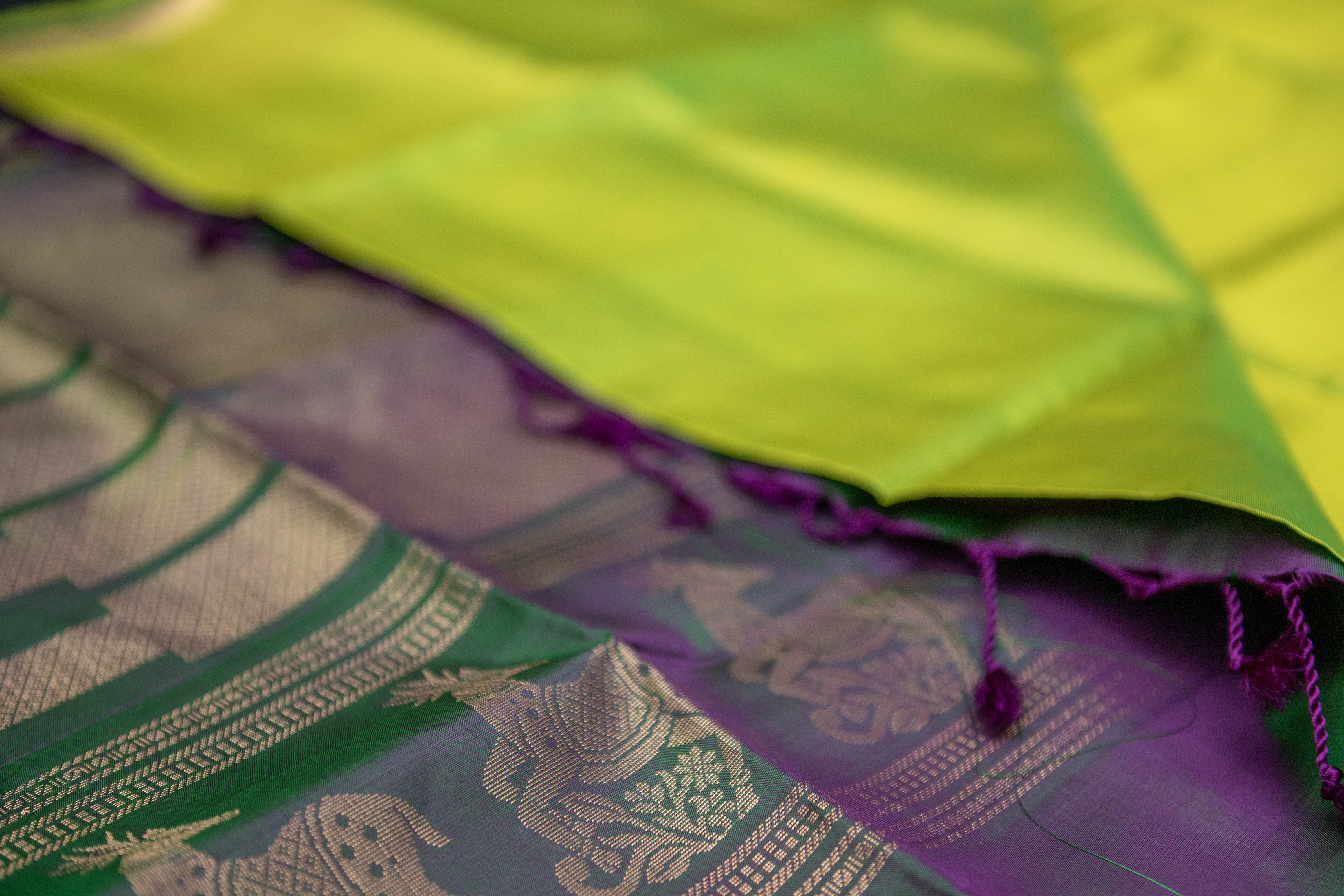 Imperial Parrot Green Soft Silk Saree