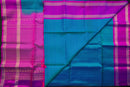 Peacock Blue and Bright Purple Soft Silk Saree