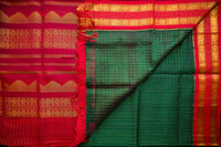 Bottle Green and Crimson Red Silk Cotton Saree