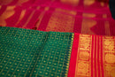 Bottle Green and Crimson Red Silk Cotton Saree