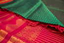 Bottle Green and Crimson Red Silk Cotton Saree