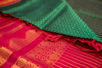 Bottle Green and Crimson Red Silk Cotton Saree