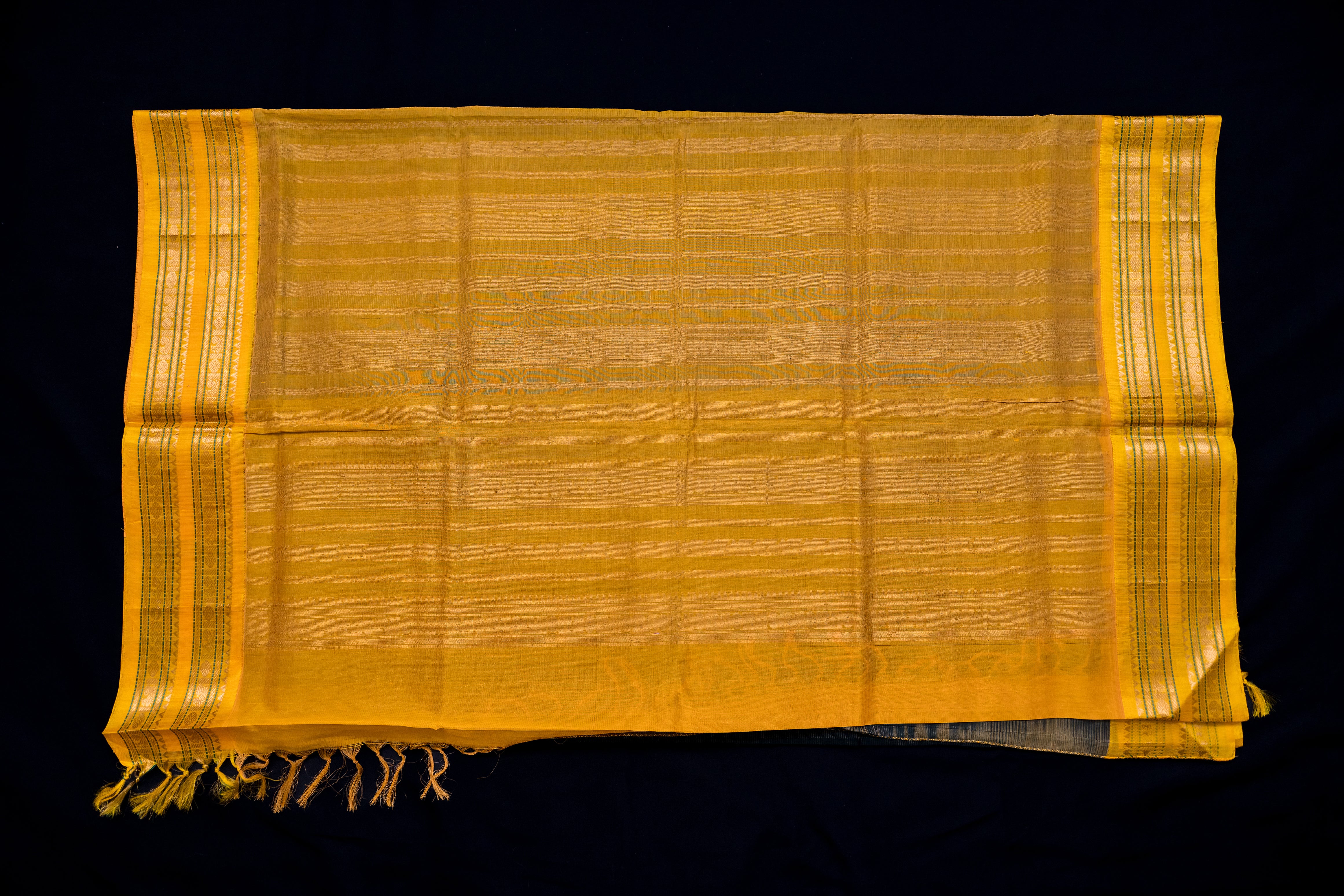 Deep Bottle Green and Golden Yellow Vairaoosi Silk Cotton Saree