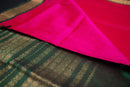 Electric Pink and Bottle Green Silk Cotton Saree