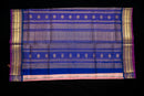 Royal Blue and Blush Pink Kattam Silk Cotton Saree