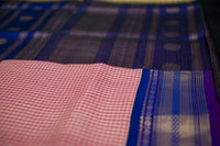 Royal Blue and Blush Pink Kattam Silk Cotton Saree