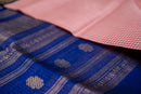 Royal Blue and Blush Pink Kattam Silk Cotton Saree