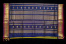 Radiant Lime Green, Mustard, and Royal Blue Silk Cotton Saree