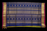 Radiant Lime Green, Mustard, and Royal Blue Silk Cotton Saree