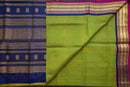 Radiant Lime Green, Mustard, and Royal Blue Silk Cotton Saree