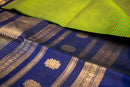 Radiant Lime Green, Mustard, and Royal Blue Silk Cotton Saree