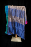 Royal Blue Kattam Silk Cotton Ganga-Jamuna Saree
