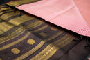 Black and Blush Pink Kattam Silk Cotton Saree