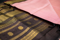 Black and Blush Pink Kattam Silk Cotton Saree