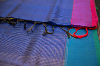 Royal Blue Kattam Silk Cotton Ganga-Jamuna Saree