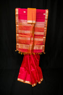 Magnificent Crimson & Gold Light Weight Silk Saree