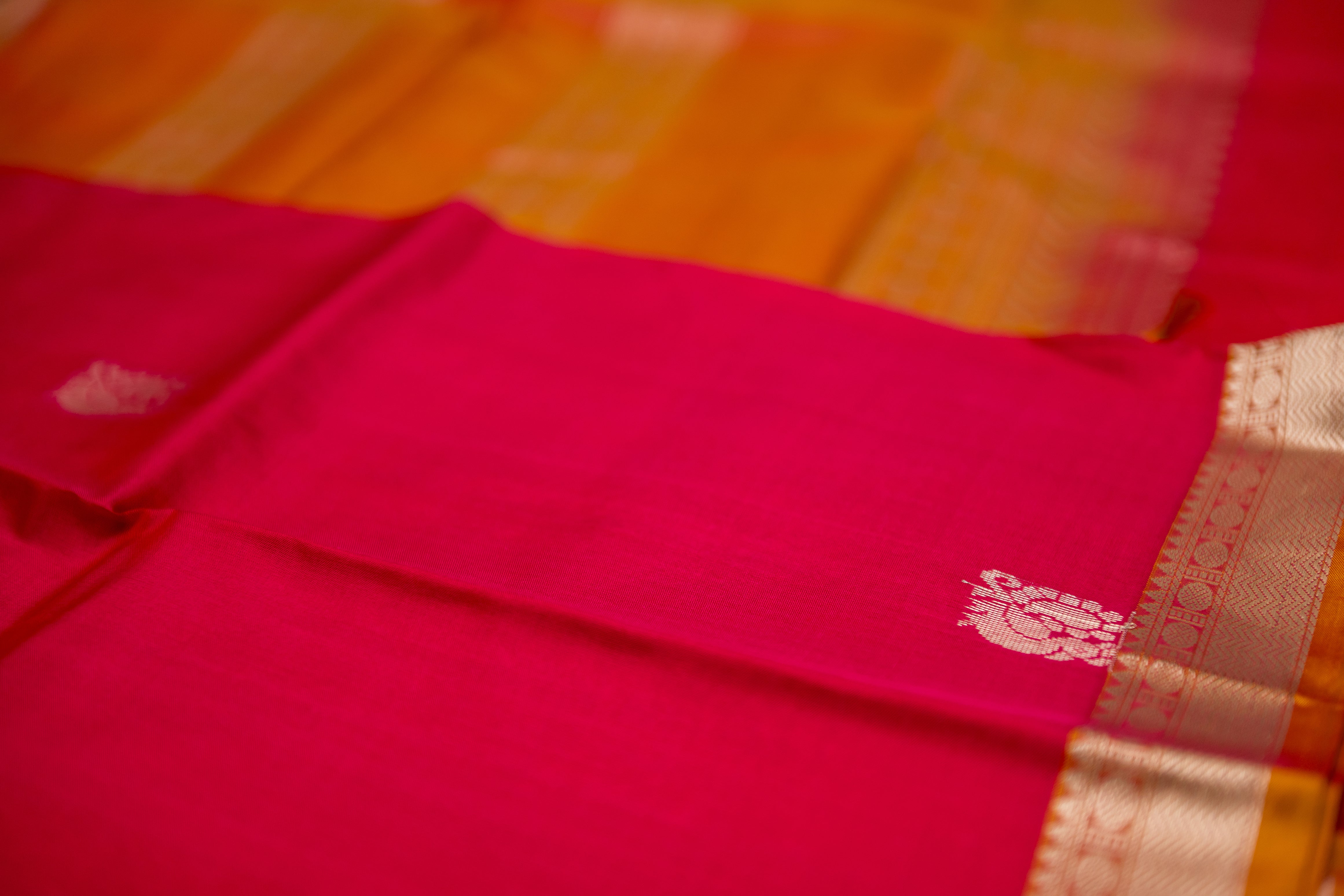Magnificent Crimson & Gold Light Weight Silk Saree