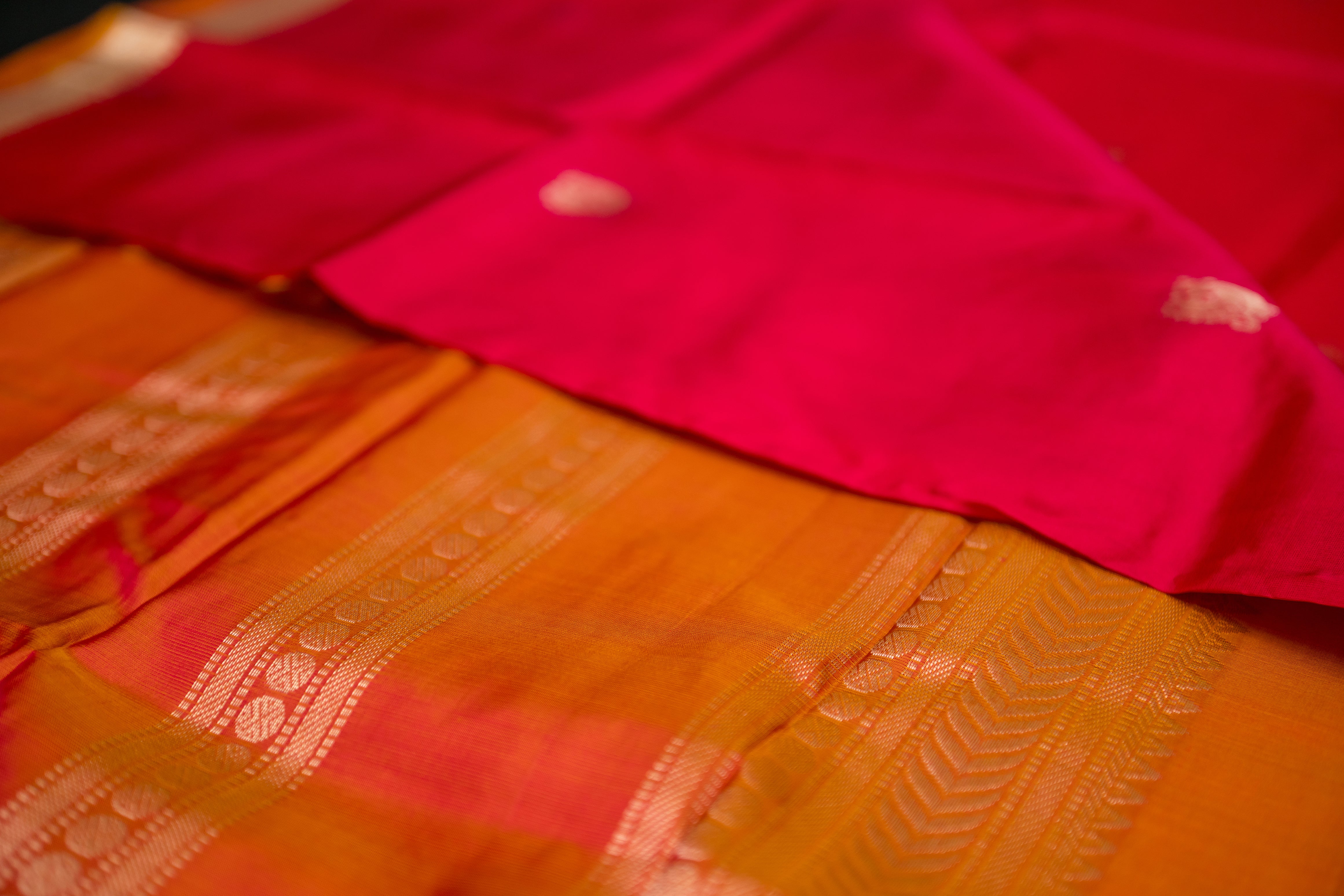Magnificent Crimson & Gold Light Weight Silk Saree