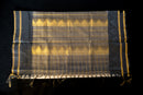 Cream and Obsidian Charcoal Silk Cotton Saree