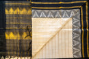 Cream and Obsidian Charcoal Silk Cotton Saree