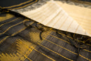 Cream and Obsidian Charcoal Silk Cotton Saree