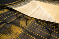 Cream and Obsidian Charcoal Silk Cotton Saree
