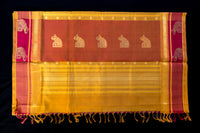 Brick, Mustard, and Wine Silk Cotton Saree
