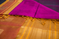 Brick, Mustard, and Wine Silk Cotton Saree