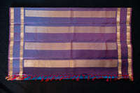 Blue & Double-shaded Magenta Silk Saree