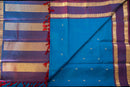 Blue & Double-shaded Magenta Silk Saree