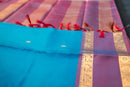 Blue & Double-shaded Magenta Silk Saree