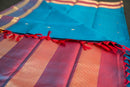 Blue & Double-shaded Magenta Silk Saree