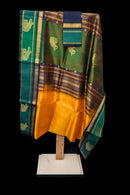 Emerald Forest & Amber Gold Silk Cotton Saree