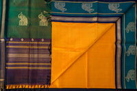Emerald Forest & Amber Gold Silk Cotton Saree