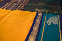 Emerald Forest & Amber Gold Silk Cotton Saree