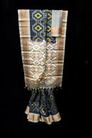 Midnight Charcoal and Grey Ikat Silk Saree