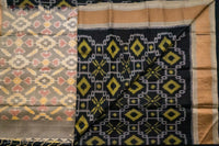 Midnight Charcoal and Grey Ikat Silk Saree
